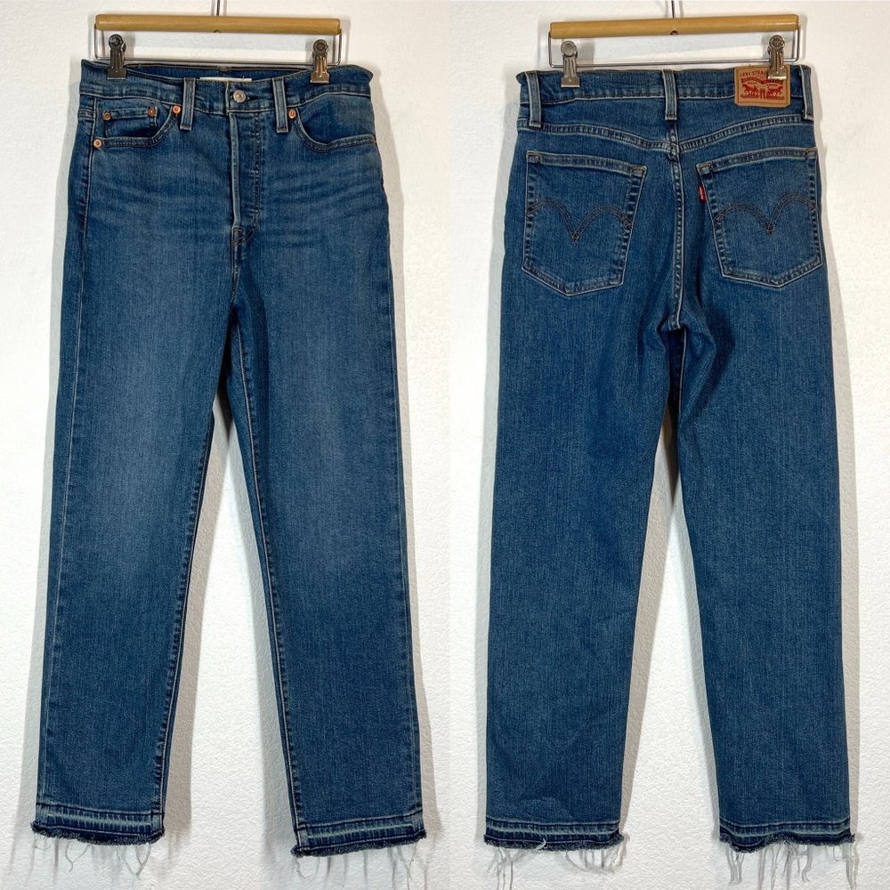 Levi’s Wedgie Straight Jeans Raw Hem Button Fly 29 High Rise Waist